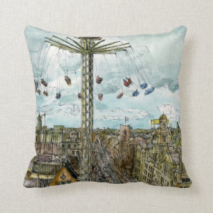 Coussin Destinations   Watercolor European Swing Ride