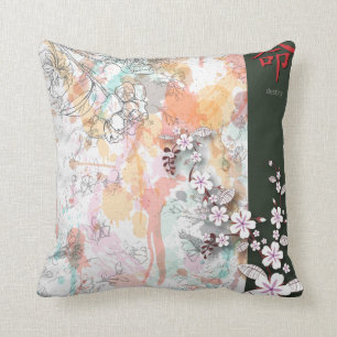 Coussin destinée florale orientale splash vecteur
