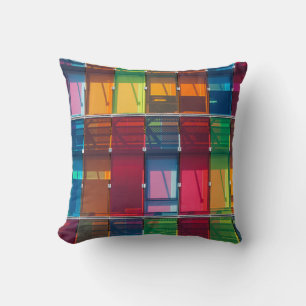 Coussin Détail de bâtiment commercial multicolore