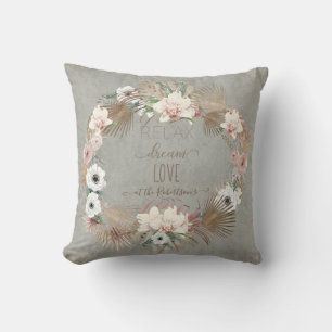 Coussin Détendez-vous Dream Love Gray Floral Beach Palm