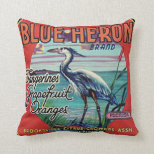 Coussin d'étiquette de héron de Bue