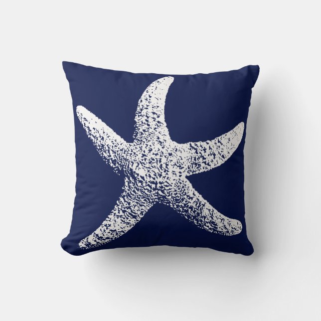 Coussin d'étoiles de mer de bleu marine et de (Recto)