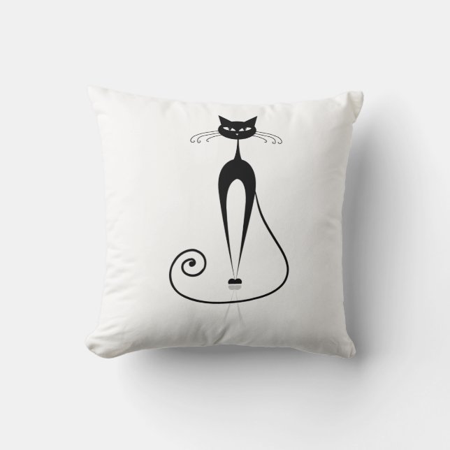 Coussin Deux adorables chats noirs stylisés (Recto)