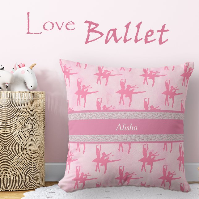 Coussin Deux Ballerinas Rose Personnalisé (Créateur téléchargé)