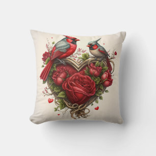Coussin Deux Cardinaux Retro Coeur Design