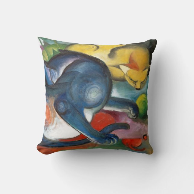 Coussin Deux Cats, Blue and Yellow, Franz Marc (Recto)