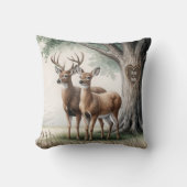 Coussin Deux cerfs avec cœur sculpté et noms (Recto)