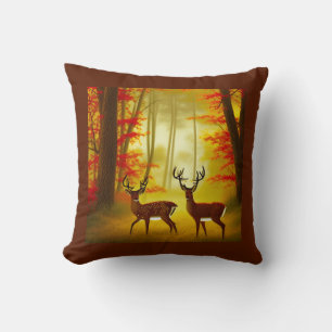 Coussin Deux cerfs dans une forêt d'automne / Bois