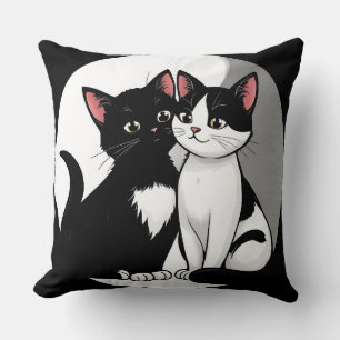 Coussin Deux chats adorables assis ensemble