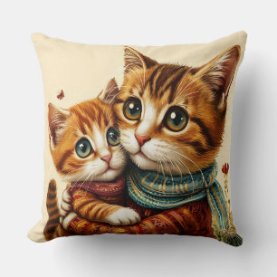Coussin Deux chats adorables s'étreignant