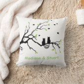 Coussin Deux Chats Dans Un Arbre Black Green Love Personna (Couverture)