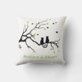 Coussin Deux Chats Dans Un Arbre Black Green Love Personna (Verso)