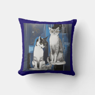 Coussin Deux chats gris sur un Arrière - plan Abstrait