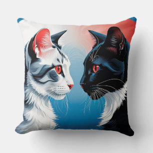 Coussin Deux chats se faisant face