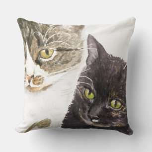 Coussin Deux chats - tabby et tortie