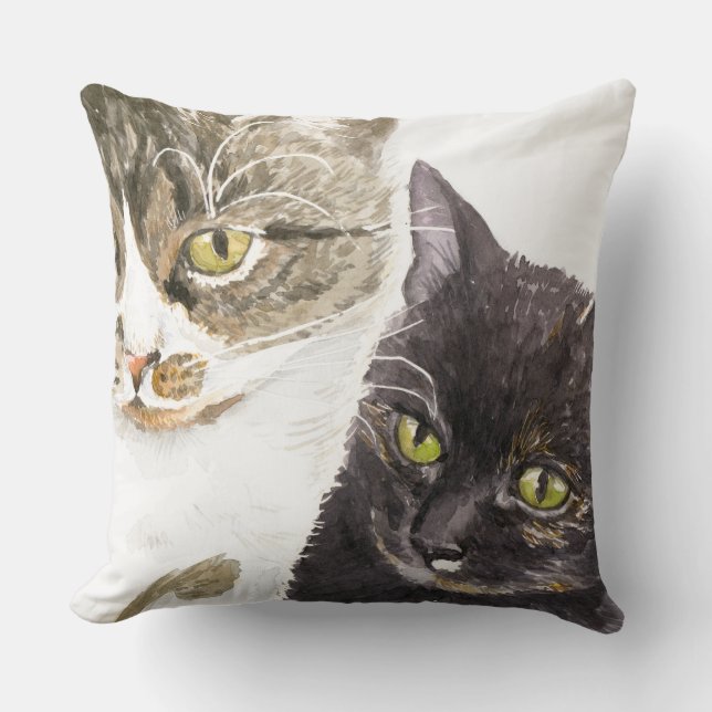 Coussin Deux chats - tabby et tortie (Recto)