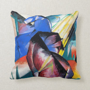 Coussin Deux chevaux rouges et bleus de Franz Marc