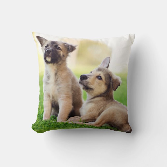 Coussin Deux chiots bergers allemands (Recto)