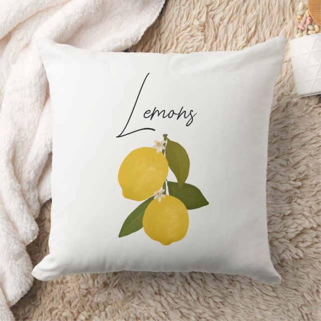 Coussin Deux citrons aux feuilles vertes | Agrumes frais (Couverture)