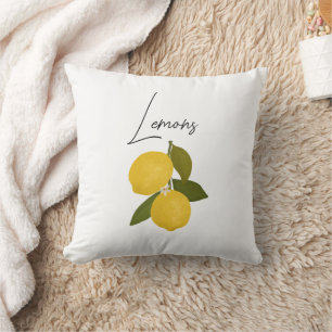 Coussin Deux citrons aux feuilles vertes Agrumes frais