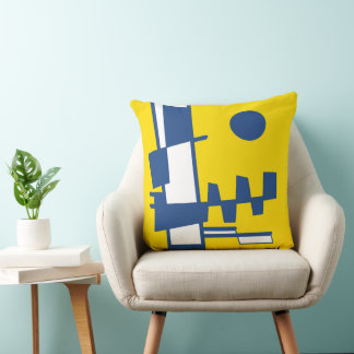Coussin Deux Côtés D'Ethnicité Bleu Jaune Bleu Blanc