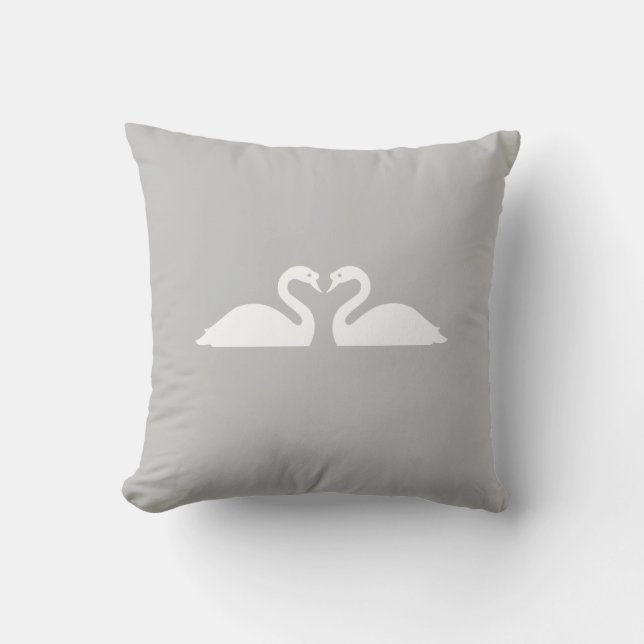 Coussin Deux cygnes blancs sur argent (Recto)