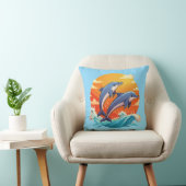 Coussin Deux dauphins de dessin animé sautant (Chaise)