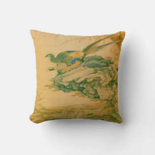 Coussin Deux faisans 19e c. Impression chinoise