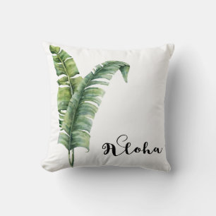 Coussin Deux feuilles de palmier élégantes Tropical Aloha