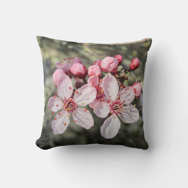 Coussin Deux Fleurs Roses Atteignent L'Extrémité. (Recto)