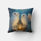 Coussin Deux hiboux dans la neige d'hiver (Verso)