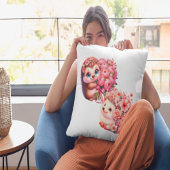 Coussin Deux Illustrations de Couple de Hérissons Floraux