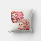 Coussin Deux Illustrations de Couple de Hérissons Floraux (Recto)