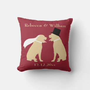 Coussin Deux Labradors d'or Mariage personnalisé