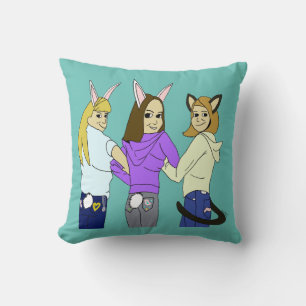 Coussin Deux lapins et un chaton