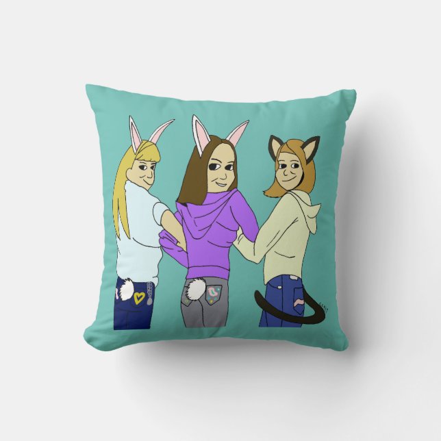 Coussin Deux lapins et un chaton (Recto)