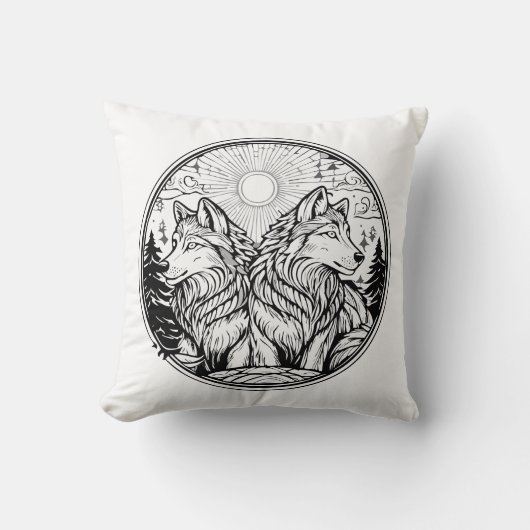 Coussin Deux loups (Recto)