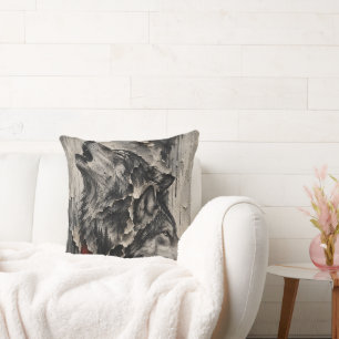 Coussin Deux Loups, Un Cœur