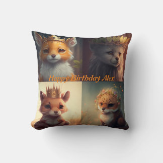 Coussin Deux mignons amis animaux sauvages jettent l'oreil