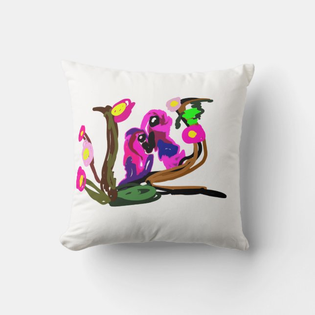 Coussin Deux perroquets vivent  (Recto)