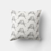 Coussin Deux perruches perchées ensemble en noir et blanc (Verso)
