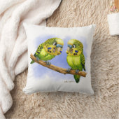Coussin Deux perruches sur une branche dessin animé (Couverture)
