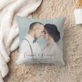 Coussin Deux photos de mariage avec superposition de nom e (Couverture)
