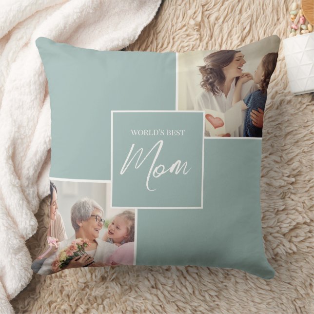 Coussin Deux photos modernes Meilleure maman Jouer l'oreil (Couverture)