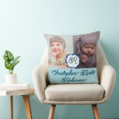 Coussin Deux photos & Nom complet & Monogramme Baby boy Th (Chaise)