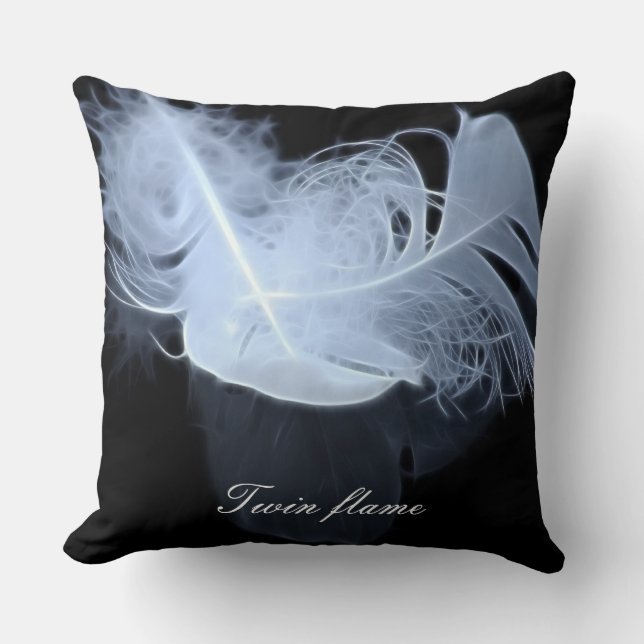 Coussin Deux plumes de flamme et réflexion (Recto)