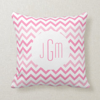 Coussin Deux ton Chevron rose et monogramme