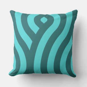 Coussin Deux tons turquoise, motif de vague rayée