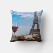 Coussin Deux verres de vin en café à Paris (Verso)