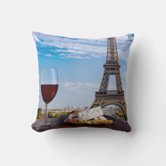 Coussin Deux verres de vin en café à Paris (Recto)